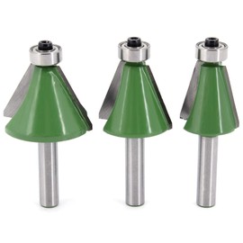 DingGreat 3 Pieces 8 mm Shank 15°/22.5°/30° Chamfer and Edge Milling Cutter with Ball Bearing, Woodworking Milling Wood Cutter Tool