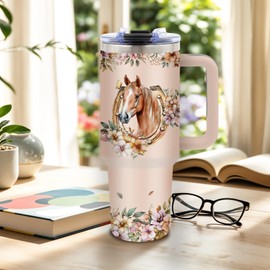 DUUV Horse Gifts for Women, Horse Tumlber for Girl, Birthday Gift for Horse Lovers, Cool Horse Riding Gifts, Christmas Gift for Horse Owners, 40 Oz Tumbler with Handle