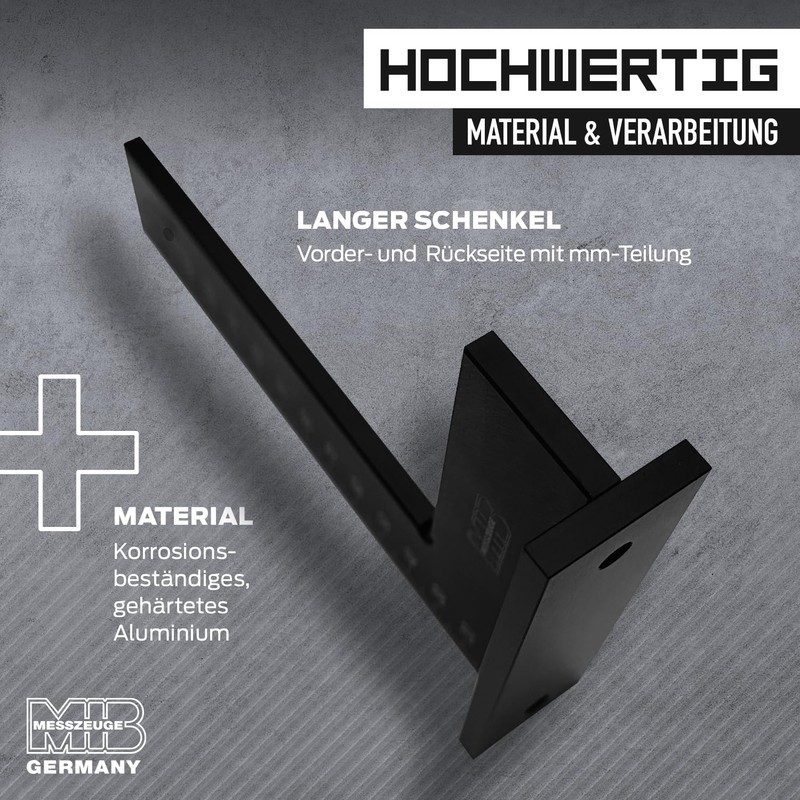MIB Hardened Aluminium Try Square, 150 x 100 mm, Precision