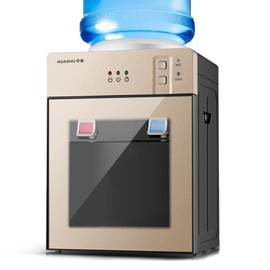 Countertop Top Loading Water Cooler Dispenser Hot Cold and Room Temperature Water 3 or 5 Gallon Bottles for Home Office School Dormitory Use (Gold)