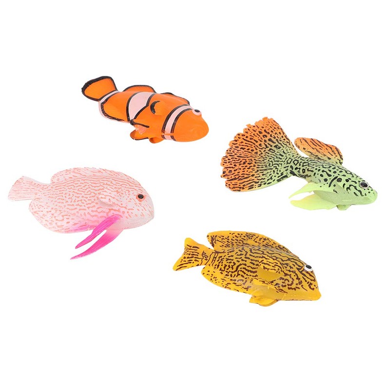 Yuehuam Artificial Aquarium Fishes, 4PCS in The Dark Luminous Silicone