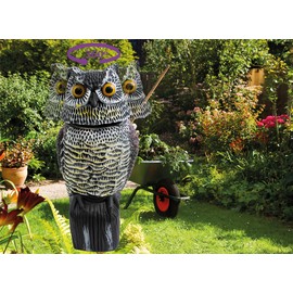 St Helens Home & Garden Life-Sized Decoy Owl with Rotating Head - Bird and Small Mammal Scaring Device