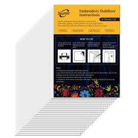 Siumir 20PCS Embroidery Stabilizer, A4 (8.27"x11.69") Sticky Water Soluble Embroidery Paper Print or Draw Stabilizer for Embroidery by Hand & Machine