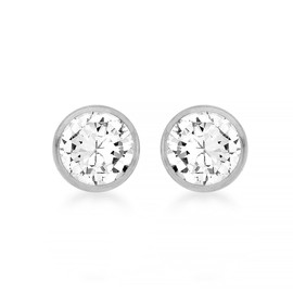 Carissima Gold Women's 18ct White Gold 4mm Round Cubic Zirconia Stud Earrings