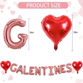 TONIFUL 16 Inch Rose Gold Galentines Letter Balloons Valentine’s Day Foil Alphabet Balloons Banner for Galentine's Day Wedding Bridal Shower Anniversary Engagement Ladies Girls Party Supplies