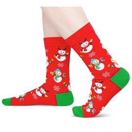 HAPPYPOP Christmas Gifts Stocking Socks for Teens - Christmas Red Snowman Socks Xmas Stocking Stuffers for Women Men
