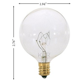 KOR (Pack of 10) G16.5 Clear FinshDecorative (E12) Candelabra Base Globe Shape Incandescent 120V G16 1/2 Light Bulbs (25)