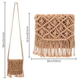 Jesustree Damen Handgewebt Umhängetasche, Sommer Strand Cossbody Schultertasche mit Quaste, Vintage Handmade Umhängetasche,Baumwolle Häkeln Umschlag Handtasche für Dating,Freizeit,Reisen