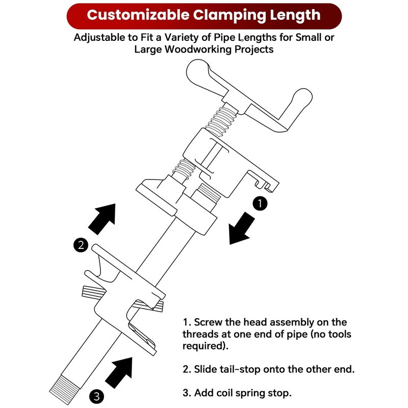 ATPEAM Wood Gluing Pipe Clamp Set | 4 Pack 3/4’’