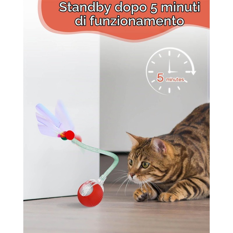 Gyxova Giocattolo interattivo per gatti, elettrico, palla automatica per gatti