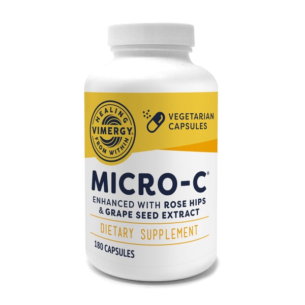 Vimergy Micro-C Capsules – 500mg All-Natural Vitamin C Enhanced with Rose Hips, Grape Seed & Acerola Fruit Extract – Antioxidant Supplement Supporting a Healthy Immune System & Skin Health (180 count)