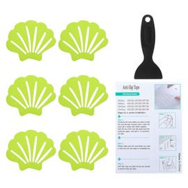 PATIKIL Bathtub Non Slip Stickers 3.54x2.76 Inch, 6 Pack Shell Safety Shower Floor Anti Slip Stickers with Adhesive Decals Scraper for Bath Tub Shower Floor Stair, Light Green