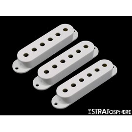 The STRATosphere *NEW White Stratocaster PICKUP COVER SET Covers Fender Strat Guitar Single Coil