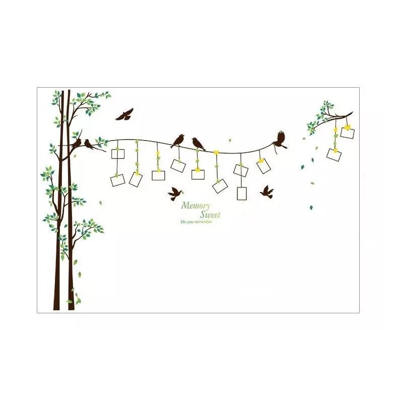 DaraBaby Vinil Decorativo Sala Habitación Árbol Porta Retratos Aves
