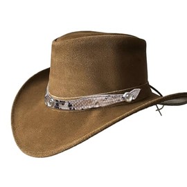 BRANDSLOCK Tan Leather Cowboy Hat for Men Women Lightweight Handcrafted Western Shapeable Wide Brim Durable Cowgirl Outback Hat