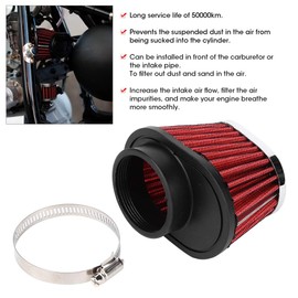 Filter-Universal Motorcycle Air Intake Filter Engine Air Filter Red (51mm/55mm/60mm), Suitable For Any Motorcycle of the Right Size.(51MM)