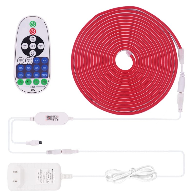 XUNATA WiFi Neon LED Strip, 12 V 5 m Red