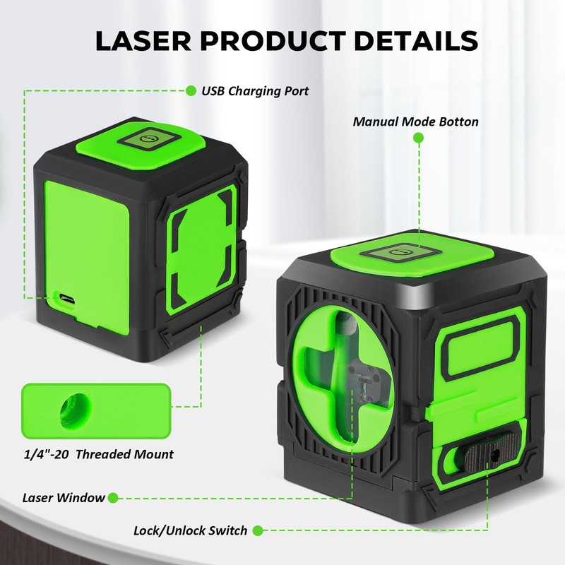 Laser Level with Tripod, Green Laser Self Leveling Cross Line,