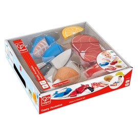 Hape Tasty Proteins Set | Wooden Pretend Play Food Set for Kids, Basic Play Cooking Ingredients and Accessories Set, Multicolor