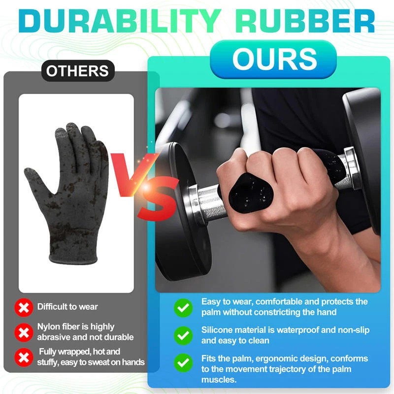 Unbranded Anti-Slip Workout Grips - Ergonomic Rubber Hand Protector Gloves