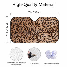 Leopard Texture Windshield Sun Shade Car Front Window Shades for Car Accessories Sun Heat UV Rays Visor for Universal Cars SUV Truck 51 x 27.5 Inch