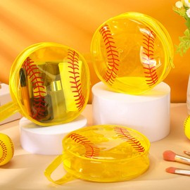 Reginary 12 Pcs Softball Cosmetic Bag Gifts Accessories for Makeup Bags Softball Clear PVC Cheer Case Toiletry Zipper Pouch Waterproof Travel Handbag Purses Organizer for Softball Team Gift