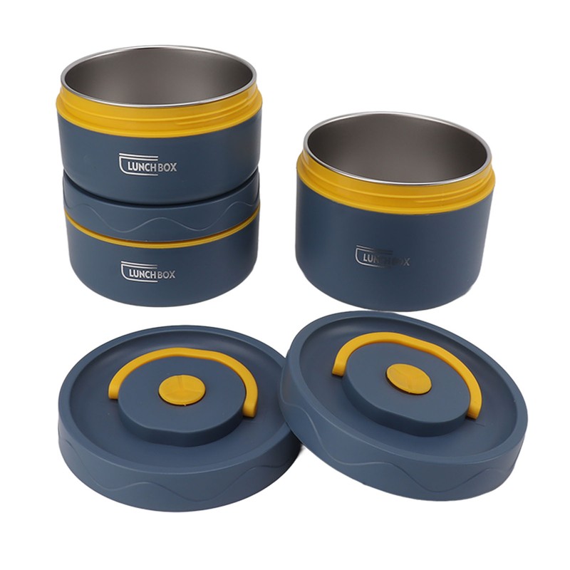 Bento Lunch Box Round with Lid Bag Leakage Proof Stainless