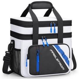 Maelstrom Lunch Box, 20L Insulated Lunch Bag for Men Women, Expandable Double Deck Leakproof Cooler Bag with 6 Pockets, Reusable Lunch Tote Bag for Work, Picnic, Travel, White