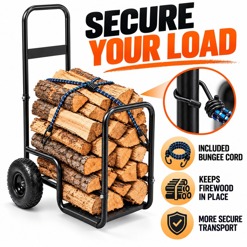 Heavy Duty Firewood Log Cart with Wheels, 250 lb Capacity