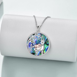 YAFEINI Sloth Llama Necklace Sterling Silver Abalone Shell Llama Alpaca Pendant Necklaces for Women Girls Jewellery Gifts