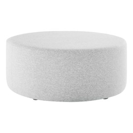 Modway Callum 38 Inch Round Ottoman in Heathered Weave Light Gray - Heathered Woven Fabric - Versatile Upholstered Coffee Table and Footrest - Couch Ottoman - Living Room Accent Table