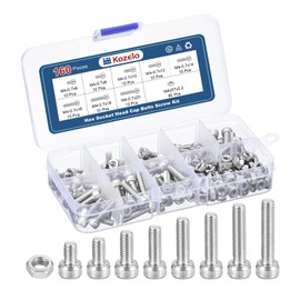 Kozelo 160pcs M4 Socket Head Cap Screws Bolts Nuts Assortment Kit - [M4x6/8/10/12/14/16/18/20mm] 304 Stainless Steel Allen Socket Drive for 3D Printer