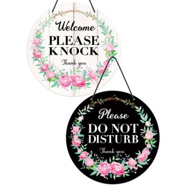Putuo Decor Please Do Not Disturb Door Sign, Meeting In Progress Door Sign, PVC Round Welcome Please Knock Sign For Therapists Office Clinic Treatment Double Sided Plaque 9 in