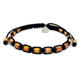OCHRANA Pulsera ajustable de jaspe naranja con hematita de macrame de 4mm