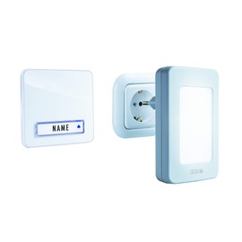 m-e modern-electronics 41146 Funkklingel Komplett-Set with automatischem Nachtlicht, with Namensschild