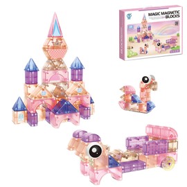 Magnetic Blocks for Toddlers Toys, 3D Translucent Magnet Building Cubes Set, Educational Build Blocks Set for Kids Aged 3 to 9 Years. (66PCS-Dreamy)