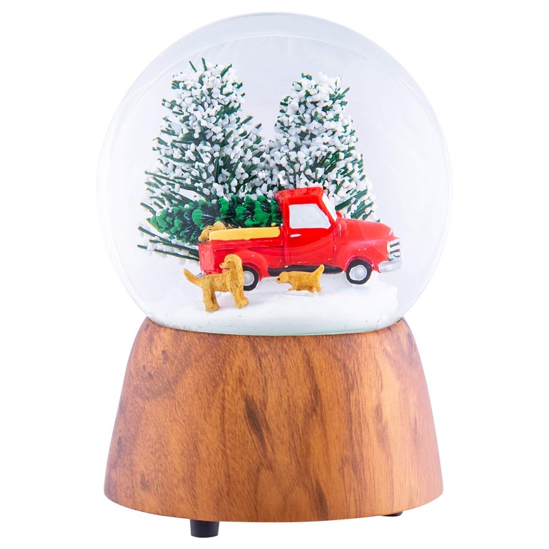 Red Truck with Dogs Cherry Woodgrain 6 x 4 Resin
