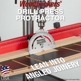Woodpeckers Drill Press Protractor, Set Angles Quickly & Accurately on Drill Press & Band Saw, USA Made Drill Press Accessory - DPP