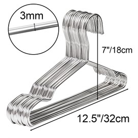 Tosnail 50 Pack Stainless Steel Small Kids Hangers, Heavy Duty Children's Clothes Hangers, Strong Wire Metal Hangers for Closet Organizer - 12.5"/32cm