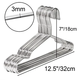 Tosnail 50 Pack Stainless Steel Small Kids Hangers, Heavy Duty Children's Clothes Hangers, Strong Wire Metal Hangers for Closet Organizer - 12.5"/32cm