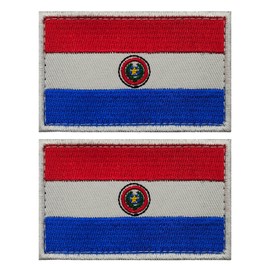 2PCS Americas Paraguay Flag Patch Embroidered Morale Patch Military Tactical Patches Hook and Loop Applique Fastener