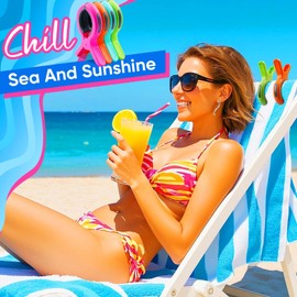 Large Beach Towel Clips for Beach Chairs, Towel Holder for Pool Lounge Chair Cruise Essentials, 8 Packs Jumbo Size Clothes Pins Vacation Must Have to Keep Towel from Blowing Away, 4 Bright Colors