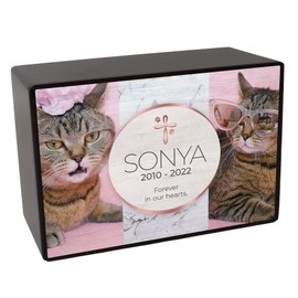 Royal Matter Custom Pet Keepsake Urns for Cats, Wooden Box for Pet Ashes with Photo for your Beloved Pets, Pet Cremation Urns as Sympathy Gifts for Pet Lovers - Small, 6" x 4" x 2.75" - (Sonya)