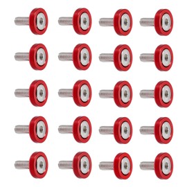 20pcs M6 Billet Aluminum Alloy Fender Bumper Washer Bolt Engine Bay Dress Up Fastener Licence Plate Decor Bolt Screw W/Wrench for Car Motorbike Red 1996-2023