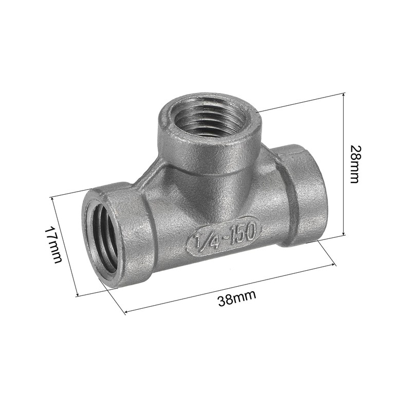 sourcing map Pipe Fitting Tee 1/4 NPT Female Thread Hose