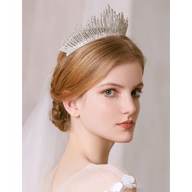 Wekicici Rhinestone Tiaras Silver Queen Vintage Cryatal Crowns for Women Wedding Headband for Bride Crystal Costume Hair Accessories for Birthday Party Prom Quinceanera Celebration