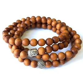 Mens Womens 108 Bead Sandalwood 8mm Mala Bracelet,Yoga Meditation Beads,Buddha Prayer Beads,Sandalwood