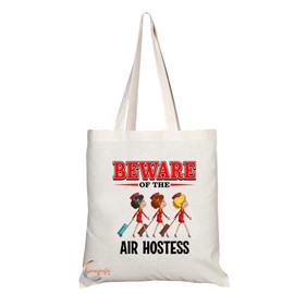 Coralgraph Inc TB825 Beware of the Air Hostess Novelty Present Gift Printed Eco-Friendly Stylish Long Handled Tote Shoulder Bag