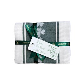 Samuel Lamont IL Shamrock Waffle 100% Cotton Tea Towels Set of 2, Dish, Hand Drying, Cooking, Baking, 19.68" x 27.55"