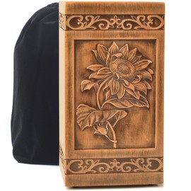 engmvwod Wooden urns Ashes Human Cremation Adult Wood urn Male dad Burial Large Female Men Adults Box (Sunflower 250lbs)